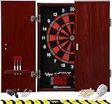 Viper by GLD Products Neptune Electronic Dartboard Cabinet Combo Pro Size Over 55 Games Large Auto-Scoring LCD Cricket Display Extended Dart Catch Area 16 Player Multiplayer with Soft Tip Darts and Power Adapter , 21.5" L x 26.5" W x 3.5" H