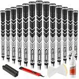 Full Choice Rubber Golf Grips 13 Pack, High Traction, Non-Slip, Advanced Texture, 13 Grips with Regripping Kits, Pure White, Midsize, RG01 Golf Club Grips