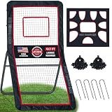 ESUELITE Heavy-Duty Lacrosse Rebounder for Backyard 4x7 ft Volleyball Rebounder Net Bounce Back with Adjustable Angles for Lacrosse Volleyball Baseball Soccer Includes Removable Target Net (Red)