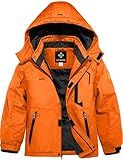 GEMYSE Boy's Waterproof Ski Snow Jacket Hooded Fleece Windproof Winter Jacket (Lily Orange,14/16)