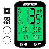 BKVTOP GPS Bike Computer Wireless Cycling Computer with Green Auto Backlight, 2.4 Inch Easy to Read LCD Speedometer Odometer, IPX7 Waterproof, Auto Start Stop for Road Mountain Bike MPH KMH