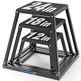GanFindX Plyometric Jump Box Set, 12/18/24 Inch Steel Plyo Box, Heavy Duty Plyometric Platform with Anti Slip Surface, Fitness Exercise Step Up Box for Home Gym Training, Agility and Strength Conditioning