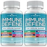 8 in 1 Immune Defense Support, Immunity Vitamins Supplement Booster with Zinc 50mg, Vitamin C Elderberry Vit D3 5000 IU, Turmeric Curcumin & Ginger, Echinacea - Allergy Relief for Kids Adults (2 Pack)