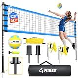 Outdoor Volleyball Net for Backyard, 32FT Anti-Sag Net with Steel Poles