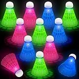 Hysagtek Badminton Birdies, 12 Pack Birdies Glow in The Dark Shuttlecocks Badminton Sets for Backyards Outdoor Indoor Sports Activities Training Practice Gym Fitness Game