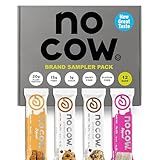 No Cow Vegan Protein Bars, Upgraded Brand Sampler Pack | 20g Plant Based Protein, Gluten Free, Dairy Free, Soy Free, Keto Friendly, Low Sugar, High Fiber Snack Bars | Pack of 12