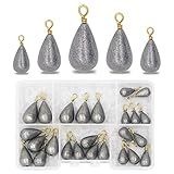 UperUper Fishing Weights Sinkers Kit, 25pcs Various Bass Casting Weights Drop Shot Sinkers Catfish for Saltwater Freshwater Fishing