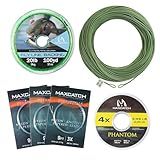 Maxcatch Fly Fishing Line Combo Kit, Weight Forward Floating Line with Two Welded Loops, Backing Line, Tapered Leader and Tippet (Moss Green, WF4F-100FT)