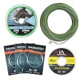 Maxcatch Fly Fishing Line Combo Kit, Weight Forward Floating Line with Two Welded Loops, Backing Line, Tapered Leader and Tippet (Moss Green, WF4F-100FT)
