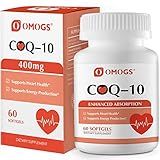OMOGS CoQ10 400mg Softgels, Coenzyme Q10 High Absorption Supplements Support Heart Health, Cardiovascular Health, Immune System & Cellular Energy Production, Gluten Free, 60 Softgels