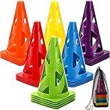 ZEAYEA 30 Pack Agility Training Sport Cone, 9 Inches Soccer Cones with Carry Bag, Basketball Training Cones for Soccer Football Basketball Speed Grab Drills and Training