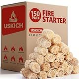 150Pcs Fire Starter,Fire Starters for Campfires,Fireplace, Pellet Stove & Wood, Fire Pit, Smoker, BBQ, Chimney, Pizza Oven - Fire Starters for Grill, Charcoal Starter, for Men