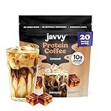Javvy Protein Iced Coffee - Premium Whey Protein & Iced Coffees, 100% Natural Cold Brew, Zero Artificial Flavors & Sweeteners, 80mg Caffeine, No Added Sugar, 20 Servings, Caramel, 1 Pack