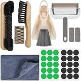 Billiard Pool Table Brushe Kit: 10 Piece Set with 2 Pool Table Brushes,2 Ferrule Polish Cloths,2 Cue Polish and Cleaning Cloths,Lint Roller,Dustpan and Broom,15 Marker Dots,15 Felt Repair Patches