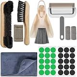 Billiard Pool Table Accessories Kit: 10 Piece Set with 2 Pool Table Brushes,2 Ferrule Polish Cloths,2 Cue Polish and Cleaning Cloths,Lint Roller,Dustpan and Broom,15 Marker Dots,15 Felt Repair Patches