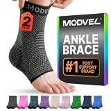 Modvel Foot & Ankle Brace Socks for Sprained Ankle Compression Sleeve - Foot Support for Women & Men - Tendonitis & Arthritis Ankle Brace Sports Running, Torn Ligaments & Women Stabilizing Ankle Wrap
