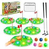 VATOS Light up Golf Putting Game Set - Glow Golf Toy with 6 LED Holes, 6 Balls (2 Glow), Extendable Putter, Build Your Own Course at Home Indoor Outdoor Yard Office Golfs Gifts for Kids Adults Golfer