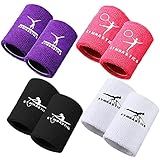 Charniol Gymnastics Wristbands for Grips, 4 Pairs Colorful Kids Polyester Cotton Wrist Bands Sweat Band, 3.15 x 3.94 Inches, Black, Purple, White, Pink