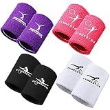 Charniol Gymnastics Wristbands for Grips, 4 Pairs Colorful Kids Polyester Cotton Wrist Bands Sweat Band, 3.15 x 3.94 Inches, Black, Purple, White, Pink