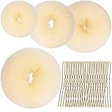 Teenitor 4 Pcs Hair Donut Hair Bun Maker(Extra-large, Large, Medium, Small) with Hair Pins 20 Pcs, Blonde