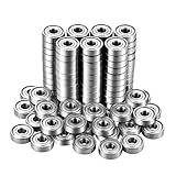 harmiey 100 Pack 608zz Bearings 8mm x 22mm x 7mm Double Metal Sealed Shielded Deep Groove Ball Bearing for 3D Print Projects, Skateboards, DIY Project or Replacemen
