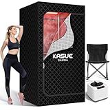 KASUE Portable Infrared Sauna, Steam Sauna Box with XL Steamer, 5-Layer Waterproof & Heat Insulation for Relaxation, Detoxification, Muscle Pain Relief Indoor & Outdoor(Obsidian Black)