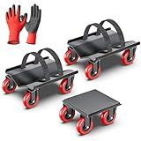 Snowmobile Dolly Heavy Duty with 3 Inch Caster Wheels,Sled Dollies Set of 3 Holding Up to 1660 LBS,V-Slide Steel Dollies with Full Rubber Pad Protecting Ski,and 2 Pairs of Straps Attaching on Skis
