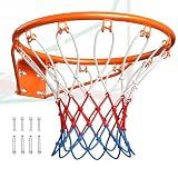 VEVOR Basketball Rim, Wall Door Mounted Basketball Hoop, Heavy Duty Q235 Basketball Flex Rim Goal Replacement with Net and Double Spring, Standard 18" Indoor Outdoor Hanging Hoop