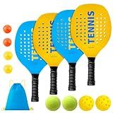Pandahero Tennis Racket Set for Outdoor Play, 4 Paddles, 8 Balls, Beach & Lawn Game, Adults Family Fun