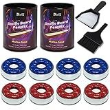 Shuffleboard Pucks and Sand Set - 2 1/8" Table Pucks with 2 Cans Wax, Mini Brush and Dustpan