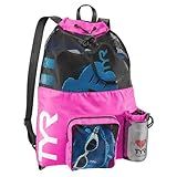 TYR Big Mesh Mummy Backpack For Wet Swimming, Gym, and Workout Gear , Pink