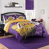 NORTHWEST Los Angeles Lakers NBA Comforter Set – Officially Licensed Bedding with Team Logo & Pillow Shams – Basketball Bedroom Decor– Basketball Fan Bedroom Set, Full/Queen