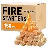 LantingMing 150 PCS Fire Starters for Fireplace Waterproof | Natural Fire Starter for BBQ, Pizza Oven, Fire-Pit, Campfires, Camping Charcoal Starter, Quick Light Wood Firestarter