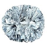 Hooshing 2PCS Silver Pom Poms Cheerleading with Baton Handle for Team Spirit School Sports Dance Cheering