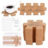 25 Set Team Gifts for Employees Bulk Team Appreciation Gifts for Coworkers Puzzle Piece Coasters with Cards & Bages for Coworker Employee Office Staff(Style B)