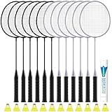 AboveGenius Badminton Rackets Set, Lightweight Badminton Set Includ 12 PCS Rackets, 12 Birdies, Outdoor Backyard Games, Racquets for Family Beginner