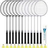 AboveGenius Badminton Rackets Set, Lightweight Badminton Set Includ 12 PCS Rackets, 12 Birdies, Outdoor Backyard Games, Racquets for Family Beginner