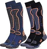 Ozaiic Merino Wool Ski Socks Mens Womens 2 Pairs for Skiing, Snowboarding, Thermal Knee High Winter Warm Sports Performance Socks