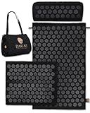 Acupressure Mat and Pillow Set with Extra Mini Accupressure Massage Pad - Acupuncture Mat Full Body - Accupoint Pad with Pressure Point for Back Pain (Black)