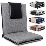 FASTMOMENT Floor Chair with Back Support 14-Position Adjustable Floor Chair Portable Ground Seating for Adults & Kids Foldable Meditation Seat with Japanese KOYO Bearings & Washable Linen Cover (Grey)