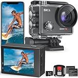 Action Camera 5K 30FPS Waterproof Camera Underwater 131FT with EIS WiFi App Remote Control 64GB Card 2x1350 mAh Batteries 170° Wide Angle Sports Helmet Bike Video