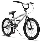 cubsala 20 Inch BMX Race Bike Trident Bicycles Beginner-Level to Advanced Riders with 2 Pegs Trick Cycling and Professional BMX Riding, Color Grey