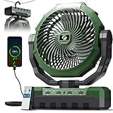 FRIZCOL 3-in-1 Camping Fan - Portable Fans Rechargeable - 24000mAh Battery Powered Fan with Light & Remote for Indoor, Outdoor, Tent, Travel, Fishing, Jobsite, Gifts for Men Dad Him - Green