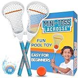 Mini Toss Lacrosse Sticks - Fun Pool Toys for Kids All Ages - 2 Lax Sticks & 2 Balls - Best Beach Game Lacrosse Stick Set for Boys & Girls - Outdoor Yard Toy Gifts for Boys Ages 6 7 8 9 10 11 12 & Up