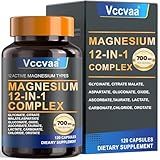 Magnesium Complex 700mg – 12-in-1 Magnesium Supplement with Glycinate, Citrate, Malate, Oxide, Taurate & More – High Absorption for Muscle, Heart, Sleep, Bone, Nerve Support –120 Capsules