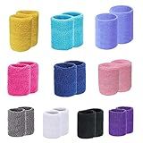 10 Pair Sweat Bands for Wrists,Tennis Wristband Absorbing Cotton Terry Cloths Arm Sweat Bands for Women Men Wrist Band for Football Basketball, Running
