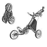 Caddytek CaddyLite EZ V8 Golf Push Cart - Lightweight 3 Wheel Foldable Cart with One-Click 2-Step Folding, EVA Wheels, Adjustable Handle, Cooler Basket, Umbrella & Drink Holder, Compact Golf Cart
