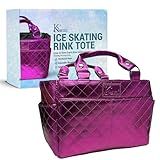 Kami-So Ice Skate Bag Tote | Ice Tote Organizer with Structured Build and Open Compartments | Ideal for Rink Storage, Water Bottle, and Gear | Skate Bag for Women | Metal Fuchsia