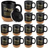 Noxglory 12 Pcs Employee Appreciation Gifts Inspirational Ceramic Coffee Cups with Lid Cork Bottom Thank You Coffee Mug Gifts for Team Coworker Staff Nurse Teacher