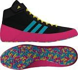 adidas Boys HVC Wrestling Shoes, Black/Cyan/Pink, 2
